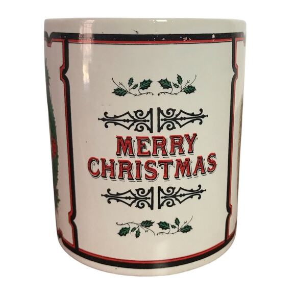 VTG Japan Ceramic "MERRY CHRISTMAS" Santa Clause & Kids Scene Coffee Mug - Picture 4 of 9